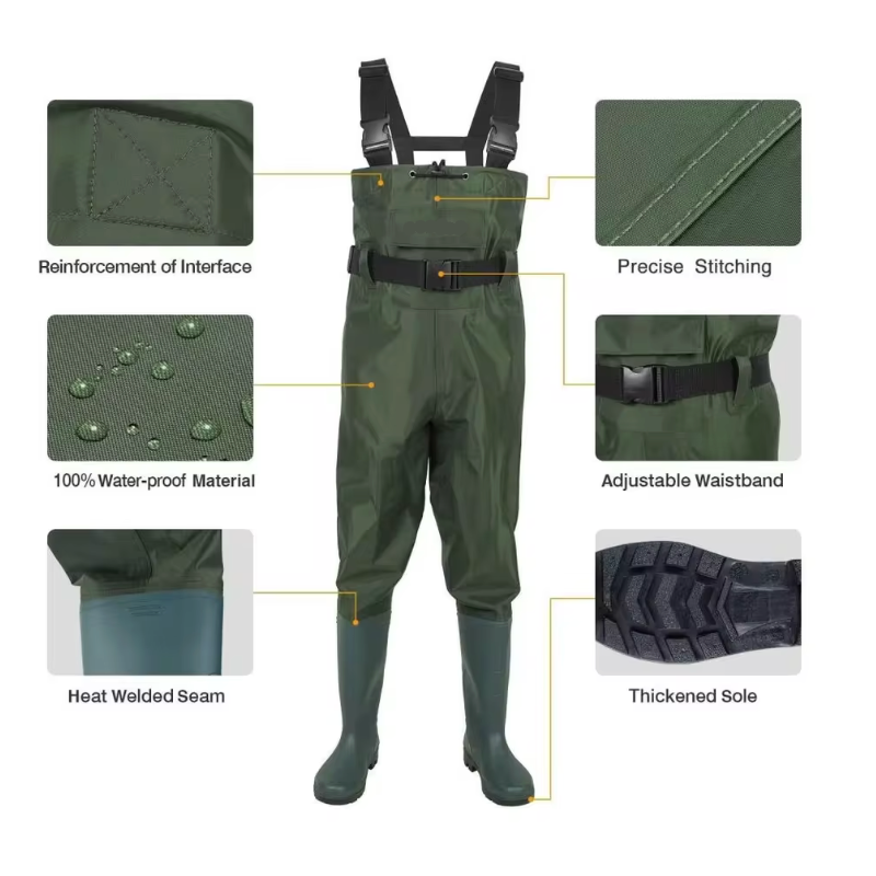 Forageattic Waterproof Fishing Waders with Boots – Chest-Length