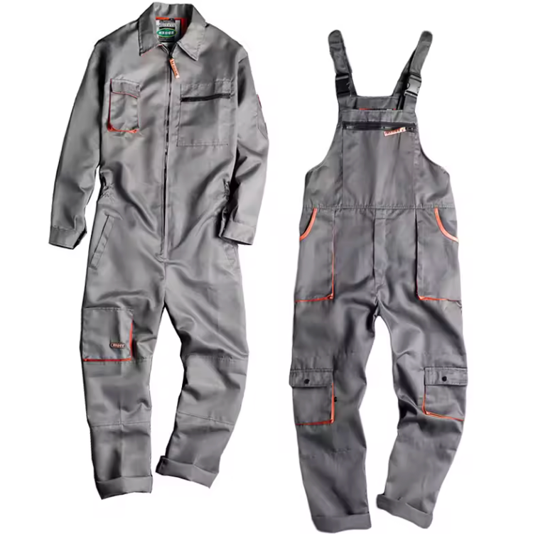 Men's Long-Sleeved Overalls Jumpsuit with Zipper Pockets - Fashionable Workwear