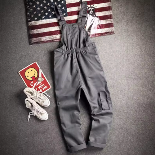 Men's Long-Sleeved Overalls Jumpsuit with Zipper Pockets - Fashionable Workwear