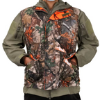 Men’s Orange Camouflage Hunting Vest – Breathable Multi-Pocket Waistcoat